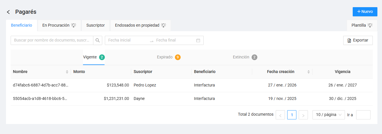 Pagarés Digitales Literax